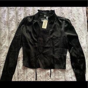 NWT❗️Forever 21 Black Satin V-Neck Blouse